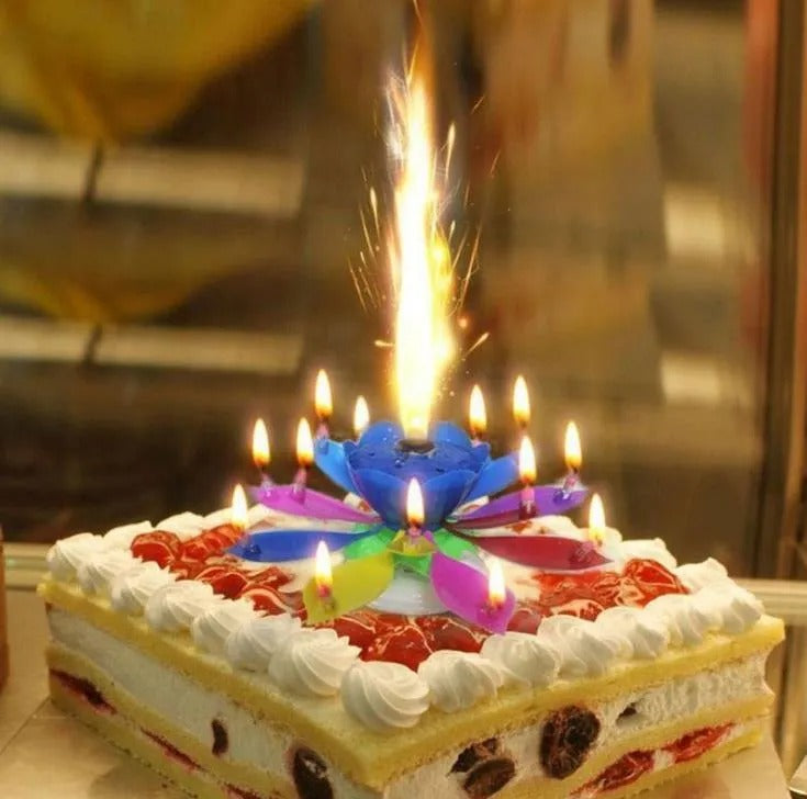 Melody Birthday Candle Musical Flower Candle With Rotating Petals