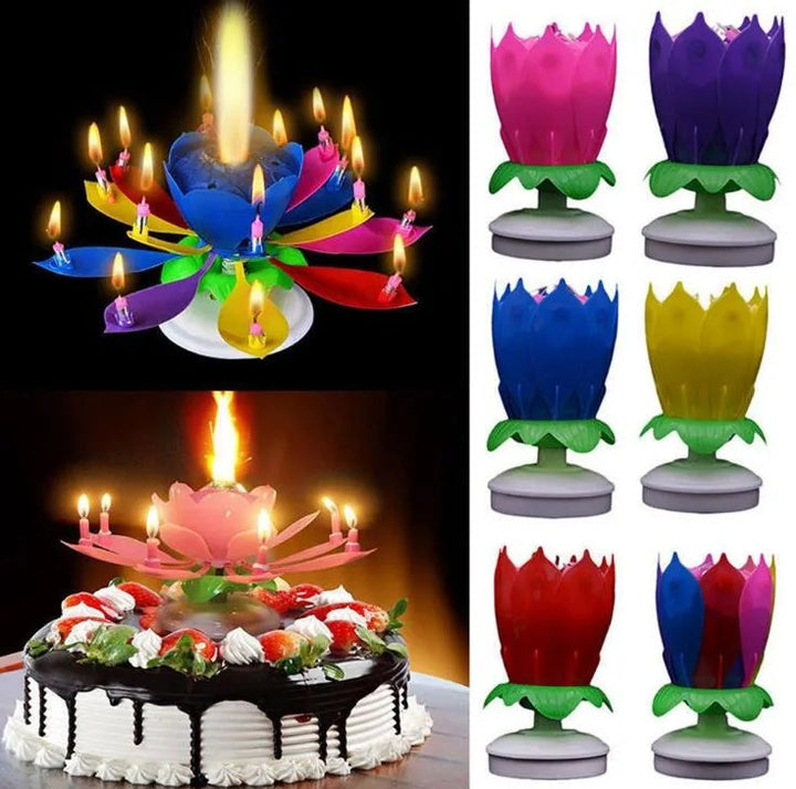 Melody Birthday Candle Musical Flower Candle With Rotating Petals