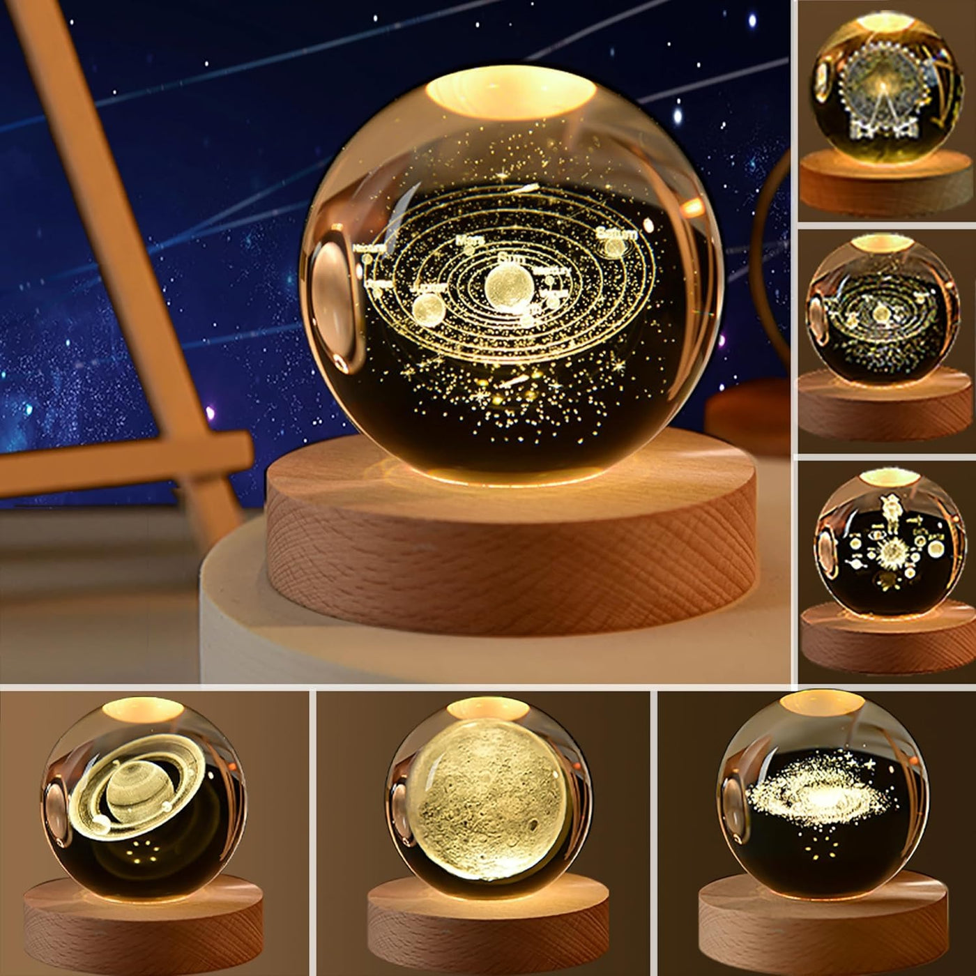Galaxy Crystal Ball Lamp | 3D Planet Moon Night Light