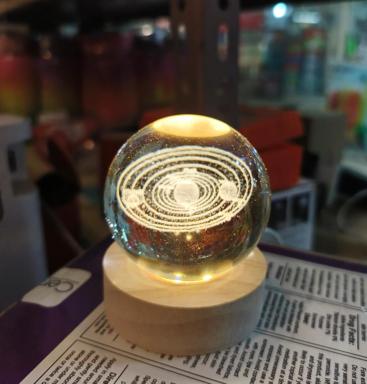 Beautiful 3D Crystal Ball LED Table Lamp | Solar System Or Galaxy Design  (Random Designs)