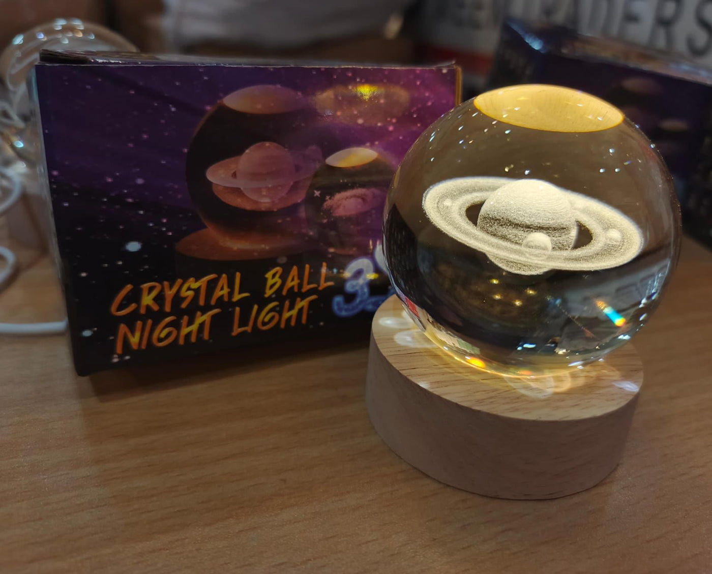 Beautiful 3D Crystal Ball LED Table Lamp | Solar System Or Galaxy Design  (Random Designs)