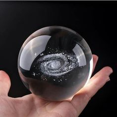 Beautiful 3D Crystal Ball LED Table Lamp | Solar System Or Galaxy Design  (Random Designs)