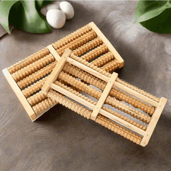 Traditional Wooden And Plastic Sticks Roller Foot Massager