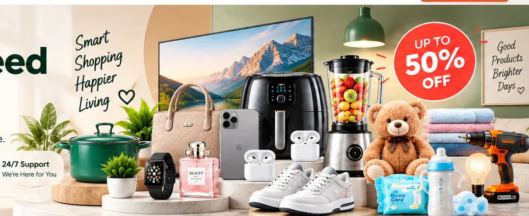 Kitchen, electronics, beauty, fashion, baby and home products